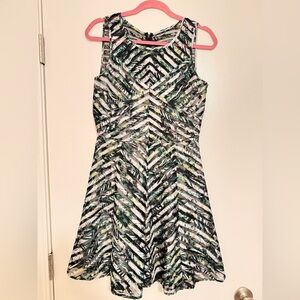 Parker Green and Black Patterned Dress, Juniors